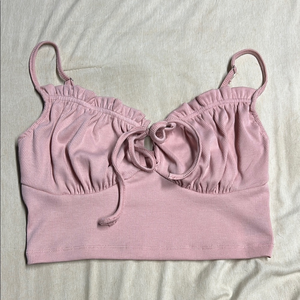 Pink Ribbed Crop Top